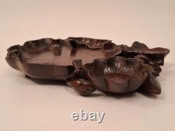 Carved Wooden Trinket Tray, Indochina/China (Frog and Lotus) Décoretout31