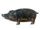 Carved Wooden Zoomorphic Pig Box, Popular Art In 19th Century France