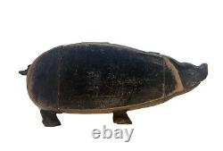 Carved Wooden Zoomorphic Pig Box, Popular Art in 19th Century France