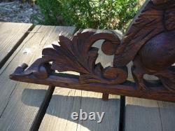 Carved wooden pediment with griffin decoration, late 19th to early 20th century