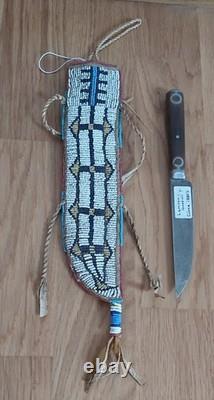 Cheyenne Beaded Case, Plains Indians, with its knife, Period 1880