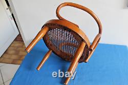 Child's Curved Wooden Chair Fischel Art Nouveau Austria with Label