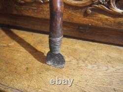 China 19th Century Carved Knotted Wood Cane with Chinese Figures