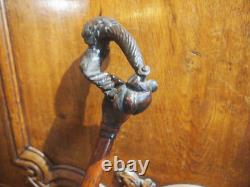 China 19th Century Carved Knotted Wood Cane with Chinese Figures