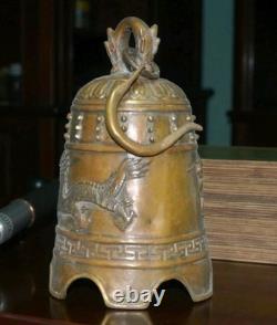 Chinese bronze dragon ritual bell 30cm