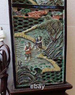 Chinese vase baluster XIXth rice culture openwork green and black family
