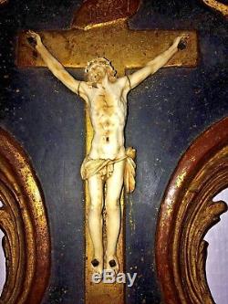 Christ Carved Bone, Gilded Wood Frame, Eighteenth Century, Venice, Italy, Baroque