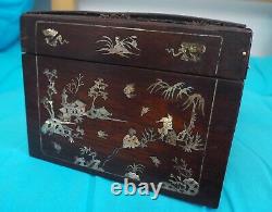 Coffret Boîte Bois Nacre Chinois Chinese Large Mother Of Pearl Inlayed Wood Box