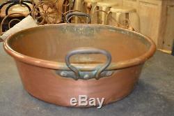 Copper Basin With Anses / 53 Diameter Cms X 17.5 Cms From Top
