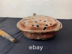 Copper bed warmer with fleur-de-lis, 18th century