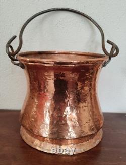 Copper bucket with forged iron handle 19th century