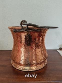 Copper bucket with forged iron handle 19th century