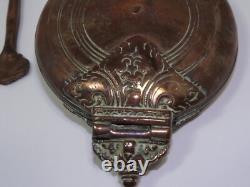 Copper lime box for betel with spatula, origin India