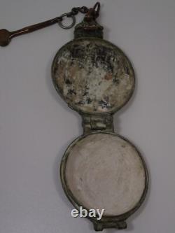 Copper lime box for betel with spatula, origin India
