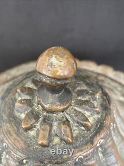 Covered pot, tinned copper, ethnic folk art, 19th to early 20th century, Middle East