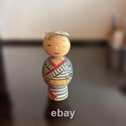 Creative handmade Kokeshi doll by Obara Shosuke, Showa folk art object
	<br/>  