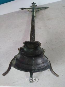 Crucifix Christ Brass Cross with Tripod Support 18th Century