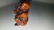 Curious Netsuke Signed Japan Man Smoking Pipe Wood (3)