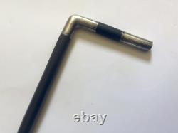 Dandy (or Women's) Cane Blackened Wood and Silver / Modernist Square Handle