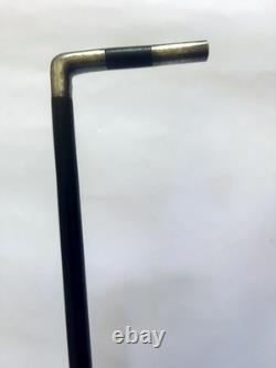 Dandy (or Women's) Cane Blackened Wood and Silver / Modernist Square Handle