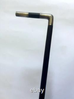 Dandy (or Women's) Cane Blackened Wood and Silver / Modernist Square Handle
