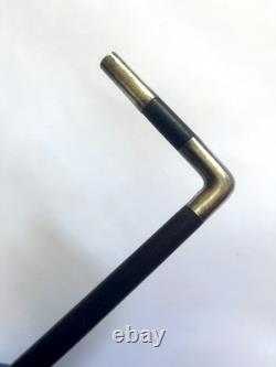 Dandy (or Women's) Cane Blackened Wood and Silver / Modernist Square Handle