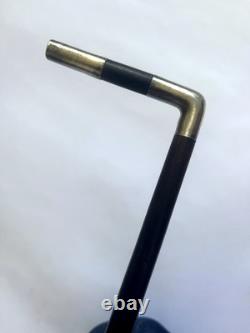 Dandy (or Women's) Cane Blackened Wood and Silver / Modernist Square Handle