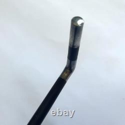 Dandy (or Women's) Cane Blackened Wood and Silver / Modernist Square Handle