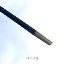 Dandy (or Women's) Cane Blackened Wood and Silver / Modernist Square Handle