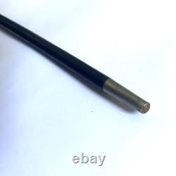 Dandy (or Women's) Cane Blackened Wood and Silver / Modernist Square Handle