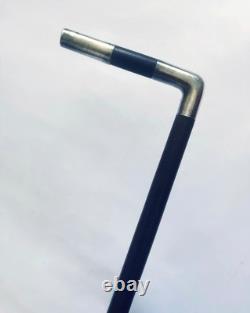 Dandy (or Women's) Cane Blackened Wood and Silver / Modernist Square Handle