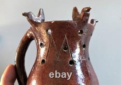 Deceptive Bird Pitcher in Glazed Earthenware, Le Fuilet, Anjou, 19th Century