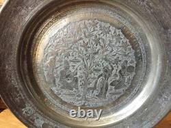 Eastern Silver-Plated Copper Plate - Popular Oriental - Ottoman - Asia - India - Syria