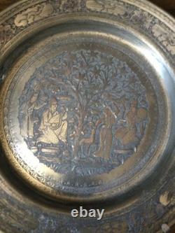 Eastern Silver-Plated Copper Plate - Popular Oriental - Ottoman - Asia - India - Syria