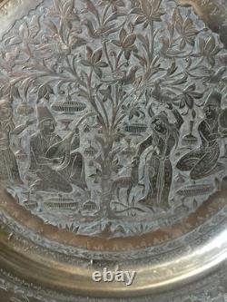 Eastern Silver-Plated Copper Plate - Popular Oriental - Ottoman - Asia - India - Syria