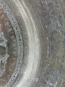 Eastern Silver-Plated Copper Plate - Popular Oriental - Ottoman - Asia - India - Syria