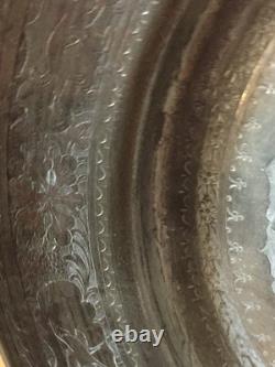 Eastern Silver-Plated Copper Plate - Popular Oriental - Ottoman - Asia - India - Syria
