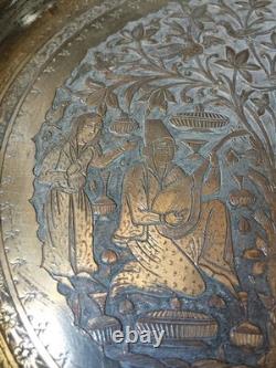 Eastern Silver-Plated Copper Plate - Popular Oriental - Ottoman - Asia - India - Syria