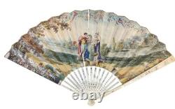 Empire-era fan. Bone and parchment paper, hand-painted. Spain. 19th century.