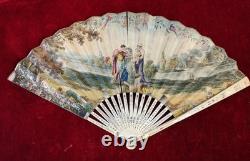 Empire-era fan. Bone and parchment paper, hand-painted. Spain. 19th century.
