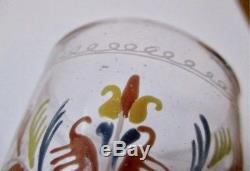 Enamelled Glass Goblet Norman 18th Century Antique Glass Folk Folk Art