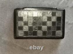 English translation: 17th-18th Century Masonic English Checkerboard Lid Blackened Wooden Snuffbox
