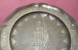 Engraved Dedication Plate in Pewter to Marianne, signed Leclerc in Lille