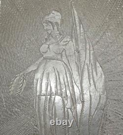 Engraved Dedication Plate in Pewter to Marianne, signed Leclerc in Lille