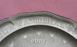 Engraved Dedication Plate in Pewter to Marianne, signed Leclerc in Lille