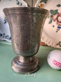 Etain Tulip-Shaped Engraved Beaker, 18th Century Paris. See My Other Items
