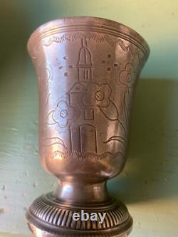 Etain Tulip-Shaped Engraved Beaker, 18th Century Paris. See My Other Items