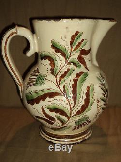 Exceptional Large Pitcher Glazed Earth Vif On Isère Dauphiné 1879