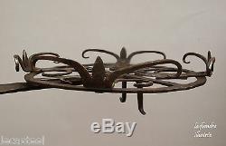 Exceptional Rotating Grill Wrought Iron 18th Flowers Of Lilies And Heart