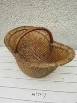 FOLK ART GATHERING BASKET IN BRAIDED SOLE 1900s